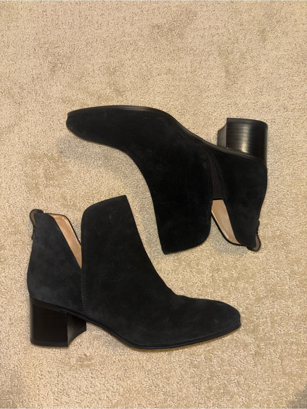Franco Sarto Black Suede Ankle Booties - Block Heel